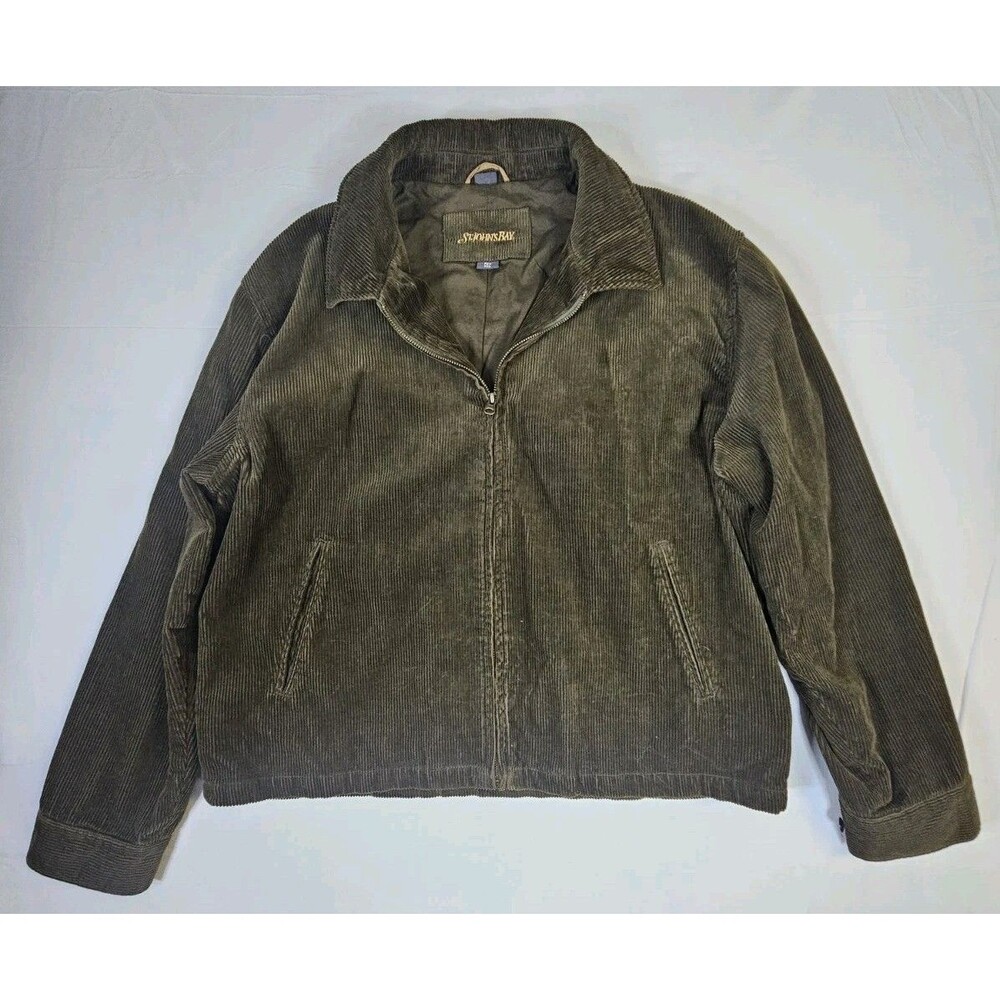 St John's Bay Jacket Men's Sz 2XL Dark Brown CORDUROY Bomber Full Zip Vintage